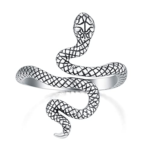 PRAYMOS Schlangenring 925 Sterlingsilber Einstellbarer Rings Bohemia Schlangen Ring Stapelbare Band Punk für Frauen Damen Herren Männer Unisex Schmuck von PRAYMOS