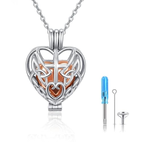 PRAYMOS Urne Halskette für Asche 925 Sterling Silber Herz Anhänger Urn Asche Kette Andenken Memory Schmuck Asche Andenken von PRAYMOS