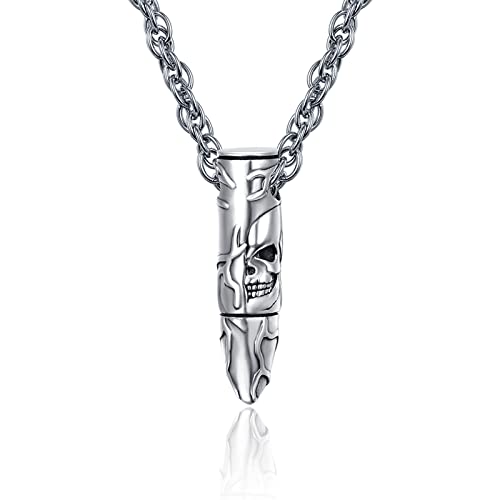 PRAYMOS Schädel Kugel Anhänger Halskette 925 Sterling Silber Gothic Schmuck Geburtstags Geschenk für Männer Frauen Unisex Jugendliche 20 + 2'' Verstellbare Kette mit Geschenkbox von PRAYMOS
