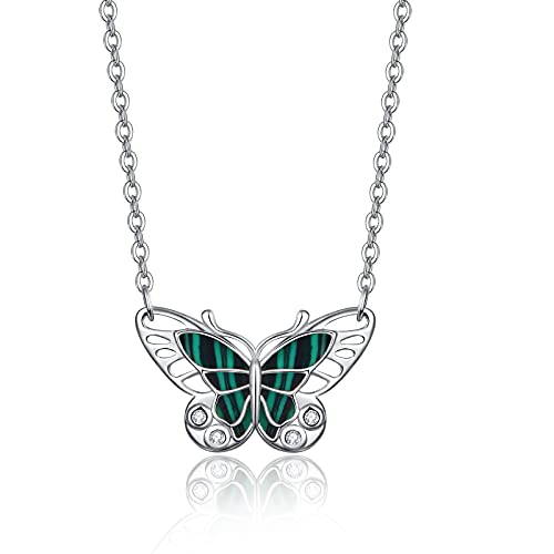 PRAYMOS Schmetterling Kette Sterling Silber 925 Damen Anhänger Halskette Schmetterling Schmuck Geschenke für Frauen Mädchen (Schmetterling-1) von PRAYMOS