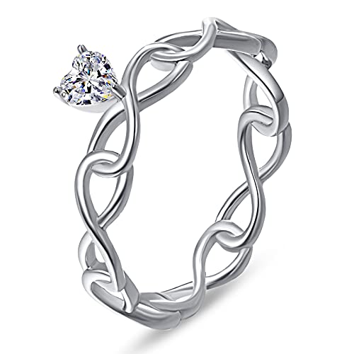 Unendlichkeit Herz Ringe 925 Sterling Silber Liebes Versprechen Ewigkeit Verlobungs Ring Zirkonia Hochzeits Schmuck Geburtstags Geschenke für ihre Freundin Liebhaber Frau Frauen Mädchen (Größe: 19) von PRAYMOS