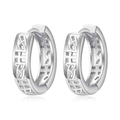 Unisex Creolen 925 Sterling Silber Wikinger Rune Schlafen Kreolen Ohrringe Ohrring Ohrschmuck Geschenk für Männer Frauen (Hohle Kreuz Creolen) von PRAYMOS