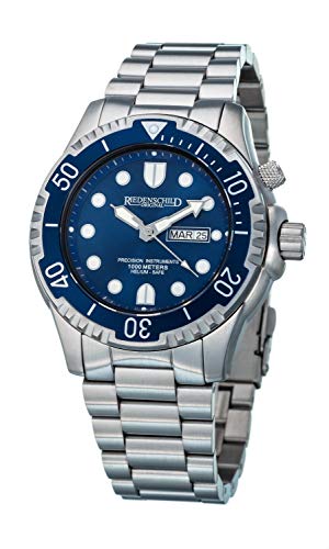 PRECISION INSTRUMENTS RIEDENSCHILD ORIGINAL Taucheruhr 100ATM, Stahl- und Silikonarmband - Miyota 2S60 Uhrwerk - Silber/blau von PRECISION INSTRUMENTS RIEDENSCHILD ORIGINAL