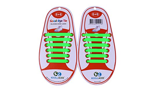 PRECORN 12 x Schnürsenkel aus Silikon in der Farbe grün Unisex für Freizeitschuhe Sportschuhe Kinder & Erwachsene Schleifenlose Schuhbänder in grün von PRECORN