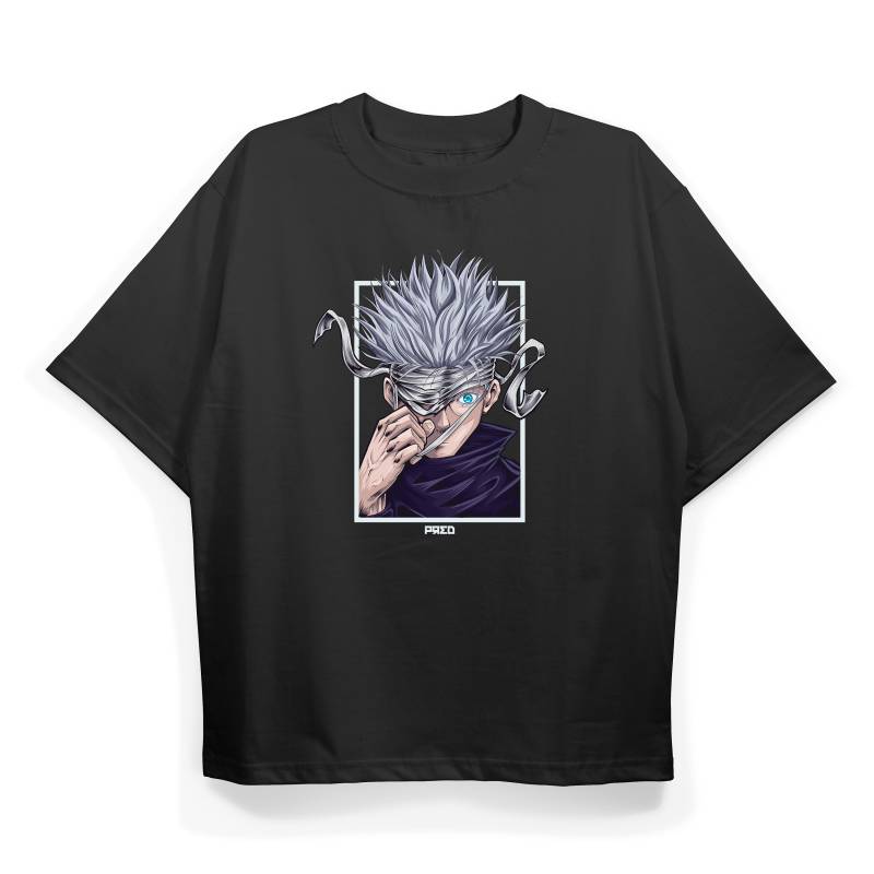 Gojo Saturo Anime Oversized T-Shirt | 100% Organic Cotton Streetwear Clothing, Pumpcover Unisex Vintage Made in Germany von PREDclothing