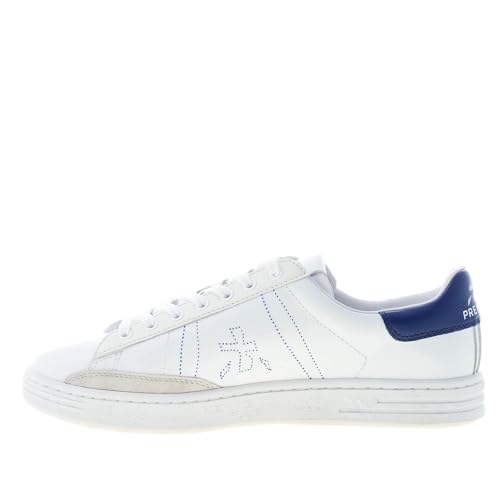 PREMIATA Russell_6274 Sneakers aus weißem Leder und blauem Detail. Sohle mit zentralen Details, geprägt, Obermaterial aus Leder, angereichert mit Ösen. Logo an den Seiten, im, Weiß, 43 EU von PREMIATA