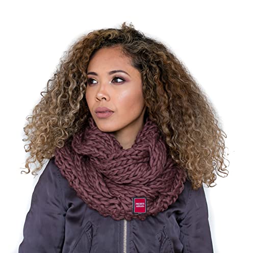 PREMIUMARMADA Cable Loop Wollschal 100% Schurwolle dicke warm gestrickt (dark coffee) von PREMIUMARMADA