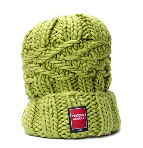 PREMIUMARMADA Dicke Wintermütze XXL Herren Damen Strickmütze Beanie Mütze Elastisch atmungsaktiv warm cool Winter Erwachsene (grün) von PREMIUMARMADA