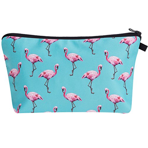 PREMYO Kosmetiktasche Klein für Handtasche - Schminktasche Damen Make Up Tasche - Federmappe Mädchen Etui Flamingo von PREMYO