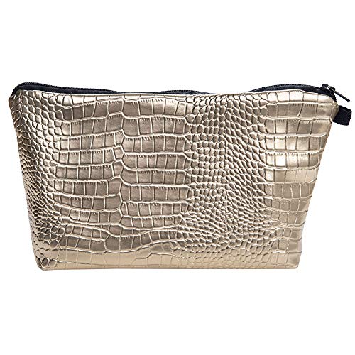 PREMYO Kosmetiktasche Klein für Handtasche - Schminktasche Damen Make Up Tasche - Federmappe Mädchen Etui Gold Glänzend von PREMYO