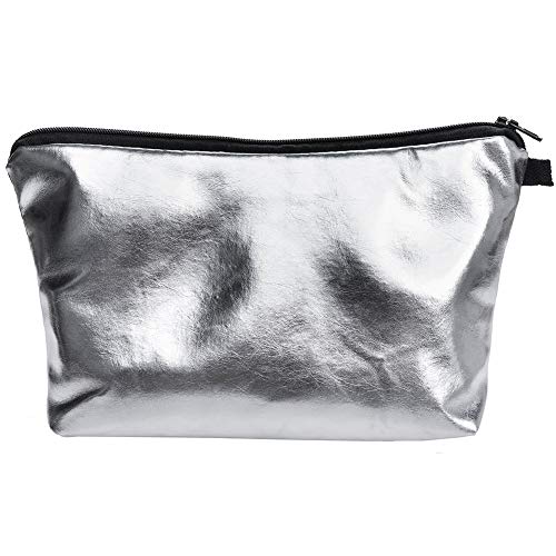 PREMYO Kosmetiktasche Klein für Handtasche - Schminktasche Damen Make Up Tasche - Federmappe Mädchen Etui Stifte (One Size, Silber) von PREMYO