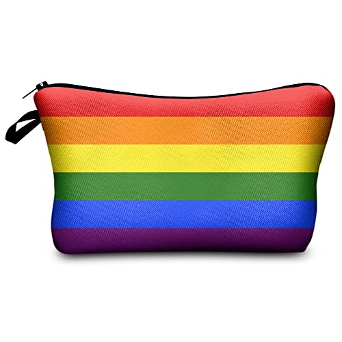 PREMYO Kosmetiktasche Klein für Handtasche - Schminktasche Damen Make Up Tasche - Federmappe Mädchen Etui Stifte Regenbogen von PREMYO