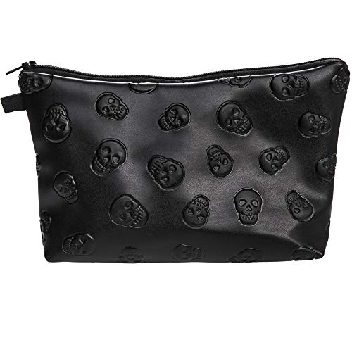 PREMYO Kosmetiktasche Klein für Handtasche - Schminktasche Damen Make Up Tasche - Federmappe Mädchen Etui Totenkopf von PREMYO