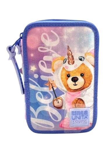 Federmäppchen Believe Sternenbär Believe Uni - 3 Etagen komplett mit Schreibwaren für Kinder + Gratis Schlüsselanhänger Pailletten und Stift mehrfarbig von PRESTIGE & DELUXE