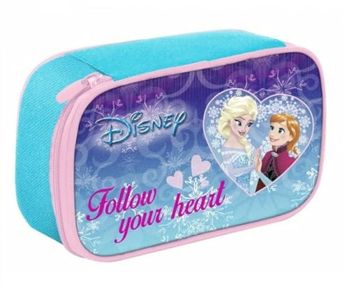 PRESTIGE & DELUXE Federmäppchen Frozen Eisregiona Quick Case für die Schule mit Reißverschluss + Gratis Schlüsselanhänger mit Pailletten und farbigem Stift, mehrfarbig, Classic von PRESTIGE & DELUXE