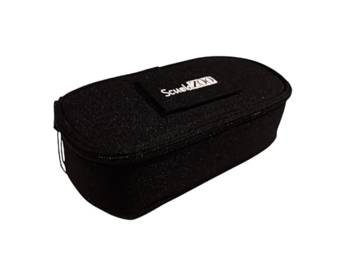 PRESTIGE & DELUXE Federmäppchen oval ScuolaZ00 schwarz dreifach Patch austauschbar für die Schule Ideal für die Aufbewahrung von Schreibwaren + Schlüsselanhänger Pfeife und farbiger Stift, grau von PRESTIGE & DELUXE