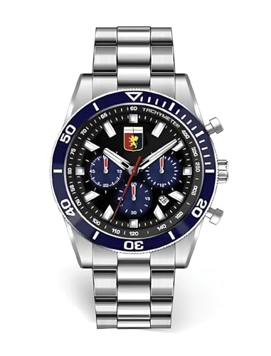 PRESTIGE & DELUXE Lowell Genoa Chrono Gent Herren-Armbanduhr aus Edelstahl – Zifferblatt 39 mm in offizieller Verpackung + Schlüsselanhänger Fußball von PRESTIGE & DELUXE