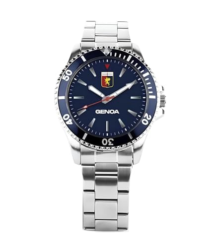 PRESTIGE & DELUXE Lowell Genoa Gent Herren-Armbanduhr aus Edelstahl – Zifferblatt 41 mm in offizieller Verpackung + Fußball Schlüsselanhänger von PRESTIGE & DELUXE