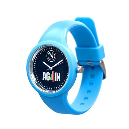 PRESTIGE & DELUXE Lowell One Unisex Armbanduhr Napoli Again Tricolore Armband Hellblau - Zifferblatt 38 mm blau + Schlüsselanhänger Fußball von PRESTIGE & DELUXE