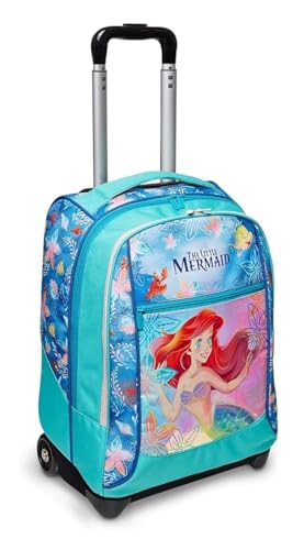 PRESTIGE & DELUXE Rucksack mit Meerjungfrauen-Motiv, 2 Fächer mit Reißverschluss, gepolsterte Schultergurte, für Mädchen, Grund- und Mittelschule, inklusive Schlüsselanhänger und 7 mehrfarbige Stifte von PRESTIGE & DELUXE