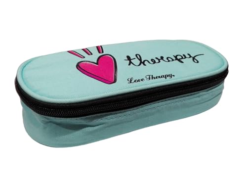 PRESTIGE & DELUXE Schulmäppchen Hearth Herz Wassergrün Love Therapy Pool Over ausgestattet + Gratis Schlüsselanhänger Pailletten und bunter Stift, mehrfarbig, piccolo, Klassisch von PRESTIGE & DELUXE