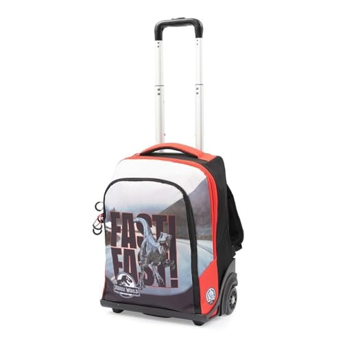 PRESTIGE & DELUXE Trolley Rucksack Jurassik Dinosaurier für die Schule Kinder + Schlüsselanhänger Dinosaurier Metall 3D von PRESTIGE & DELUXE