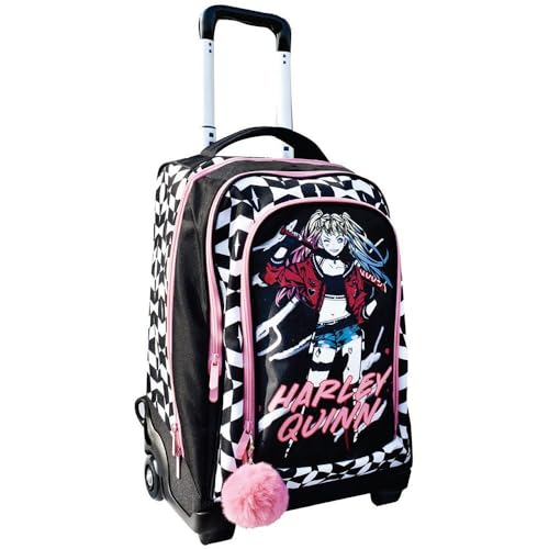PRESTIGE & DELUXE Trolley Rucksack kompatibel mit Harley für die Schule Mädchen + 7 Stifte und Schlüsselanhänger Pailletten von PRESTIGE & DELUXE