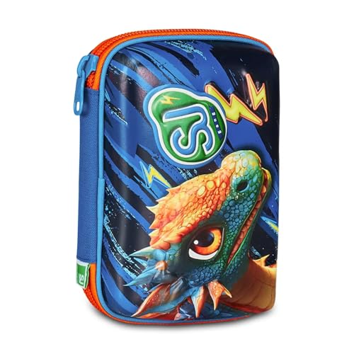 Schüleretui SJ Boy, Speed Pad 3D Seven – Dragon Glide Drache – Hartschalenetui mit Schreibwaren für Kinder + Schlüsselanhänger Pfeife und Kugelschreiber, mehrfarbig von PRESTIGE & DELUXE