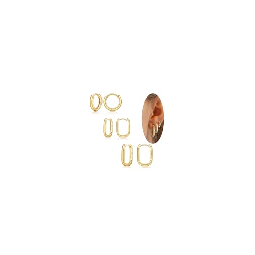 PRETOLE Ohrringe Gold Set Für Damen Vergoldete Ohrringe Mehrere Piercings Vergoldete Ohrringe Leichte Mini Creolen Gold Ohrringe Für Damen Zierliche Klobige CZ Goldohrringe 14K Gold Ohrringe von PRETOLE