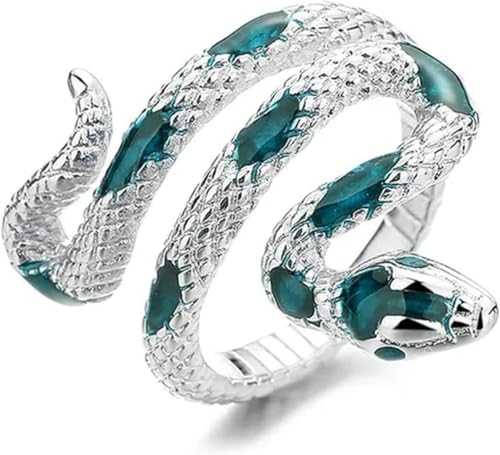 Punk Gothic Schlange Ringe Für Frauen Vintage Offene Einstellbare Silber Farbe Emaille Blau Rot Schwarz Party Schmuck Nette Finger Ring geschenk von PRETTYLE