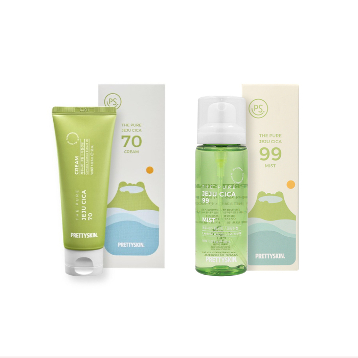 PRETTYSKIN - The Pure Jeju Cica 70 Cream - 50ml (1ea) + 99 Mist - 100ml (1ea) Set von PRETTYSKIN