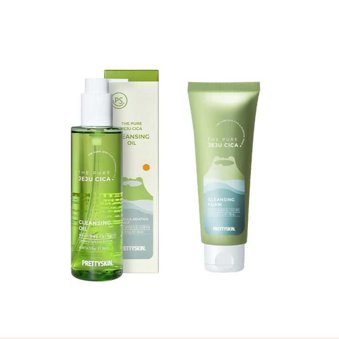 PRETTYSKIN - The Pure Jeju Cica Cleansing Foam - 150ml (1ea) + Cleansing Oil - 200ml (1ea) Set von PRETTYSKIN