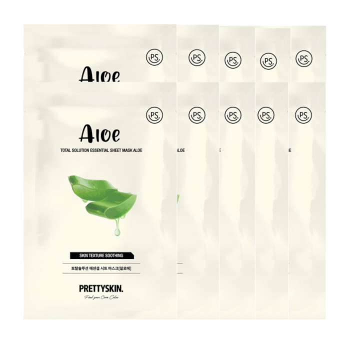 PRETTYSKIN - Total Solution Essential Sheet Mask - 1pc - Aloe (10ea) Set von PRETTYSKIN