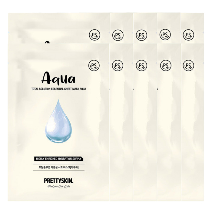 PRETTYSKIN - Total Solution Essential Sheet Mask - 1pc - Aqua (10ea) Set von PRETTYSKIN