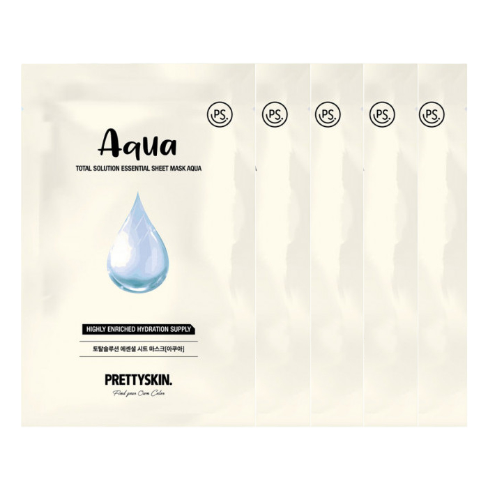 PRETTYSKIN - Total Solution Essential Sheet Mask - 1pc - Aqua (5ea) Set von PRETTYSKIN