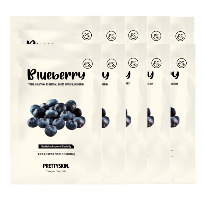 PRETTYSKIN - Total Solution Essential Sheet Mask - 1pc - Blueberry (10ea) Set von PRETTYSKIN