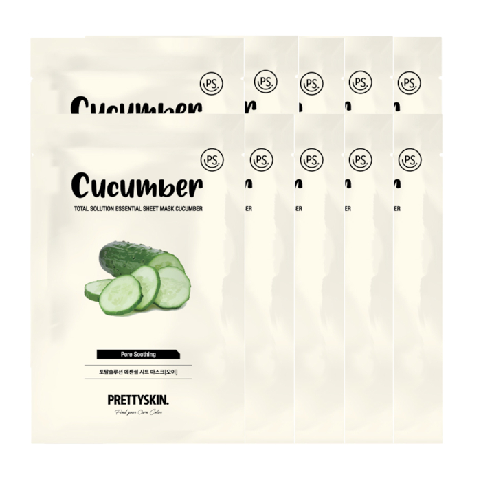 PRETTYSKIN - Total Solution Essential Sheet Mask - 1pc - Cucumber (10ea) Set von PRETTYSKIN