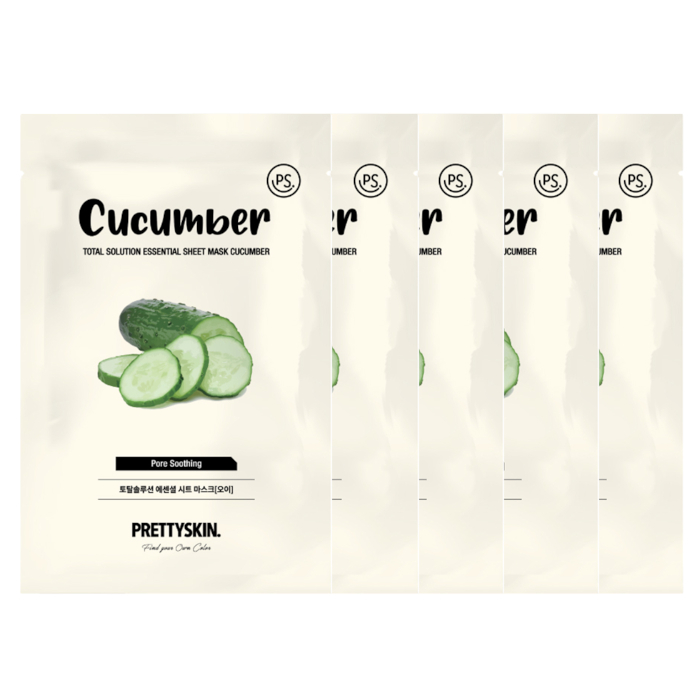 PRETTYSKIN - Total Solution Essential Sheet Mask - 1pc - Cucumber (5ea) Set von PRETTYSKIN