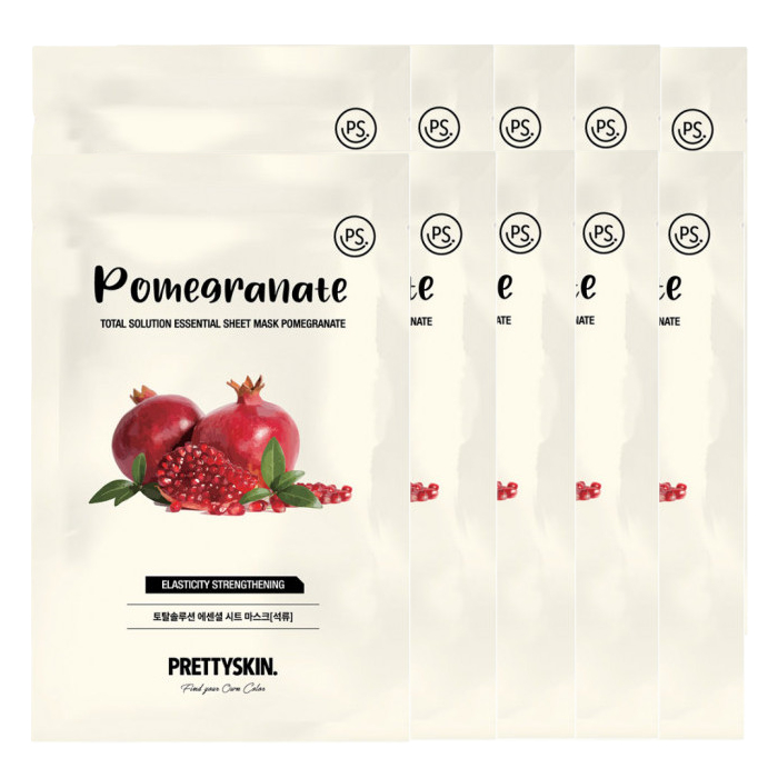 PRETTYSKIN - Total Solution Essential Sheet Mask - 1pc - Pomegranate (10ea) Set von PRETTYSKIN