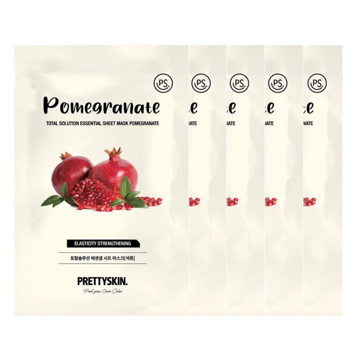 PRETTYSKIN - Total Solution Essential Sheet Mask - 1pc - Pomegranate (5ea) Set von PRETTYSKIN