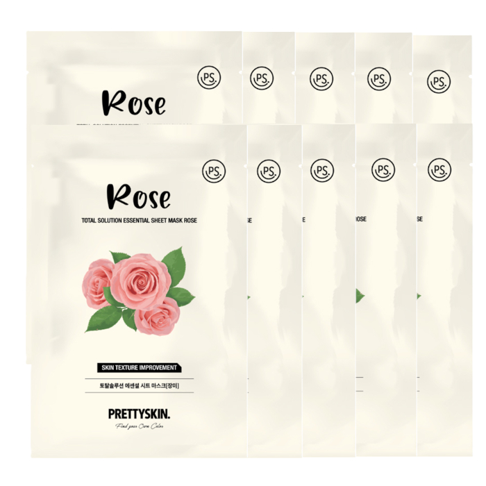 PRETTYSKIN - Total Solution Essential Sheet Mask - 1pc - Rose (10ea) Set von PRETTYSKIN