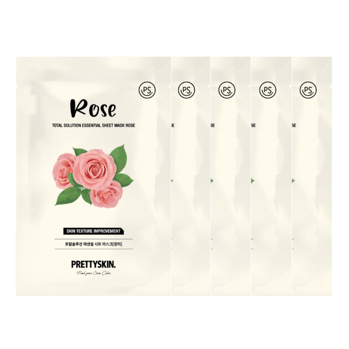 PRETTYSKIN - Total Solution Essential Sheet Mask - 1pc - Rose (5ea) Set von PRETTYSKIN