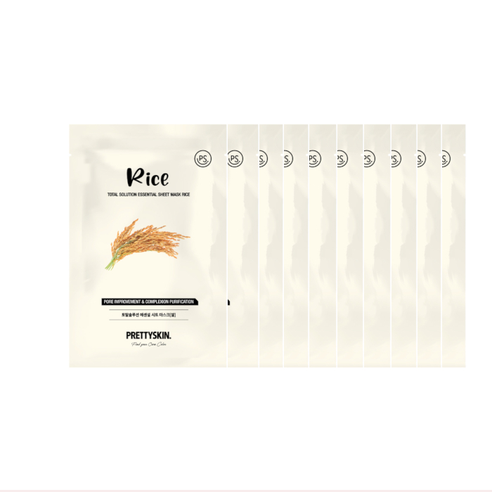 PRETTYSKIN - Total Solution Essential Sheet Mask - Rice (10ea) Set von PRETTYSKIN