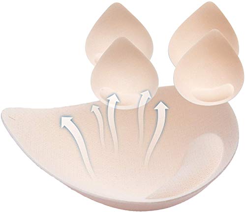 Prettywell BH-Pads Einsätze, 2 Paar Latex BH-Einlagen für Sport BHs, BH-Cups Einlagen für Bikini Tops - Beige - Groß von PRETTYWELL