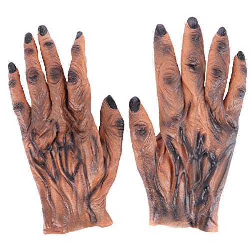 1 Paar Schädel-handschuhe Gruselige Halloween-handschuhe Halloween-werwolf-handschuhe Halloween Schreckliches Kostüm Halloween Zombies Requisiten Vinyl Geschenk Bilden von PRETYZOOM