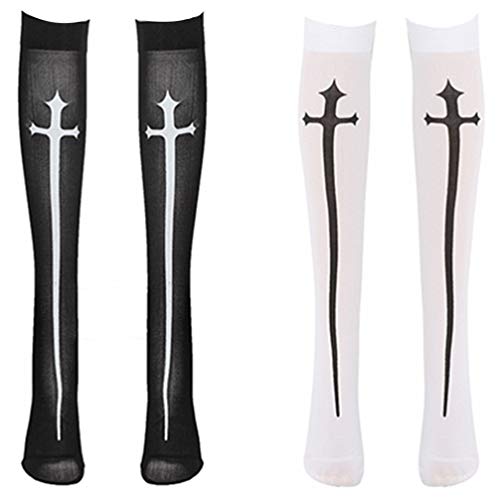 2 Paar Nonne Kleidung Schlauchsocken Hexenkostüm Frauen Weiße Socken Lolita-strumpfhose Lolita-kleidung Halloween Kniestrümpfe Boden Socken Cosplay Damen Chemische Faser von PRETYZOOM