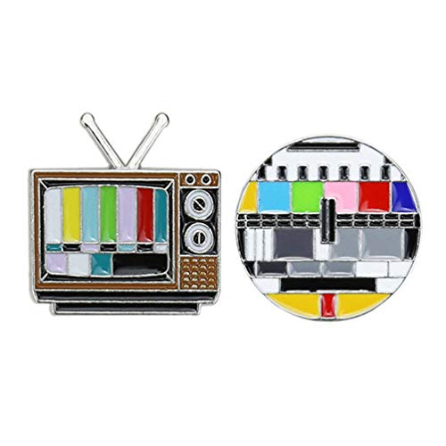 2 Stück Emaille Anstecknadel Retro TV-Förmige Legierung Brustnadel Kostüm Requisiten Dekoration Kleines für Freunde von PRETYZOOM