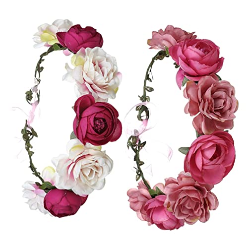 PRETYZOOM Haarschmuck 2 Stück Rosen-Stirnband Haar-Accessoire Für Mädchen Haargummis Für Mädchen Blumenmädchen-Haar-Accessoire Blumen-Clips Für Haare Urlaub Braut-Stirnband Künstliche Rose von PRETYZOOM