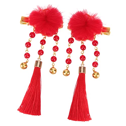 PRETYZOOM 1 Paar Schleife Haarnadel Haarspangen für Mädchen Bänder Haarzubehör Neujahr Quaste Haarnadel haarschmuck Stoff PRETYZOOM 1 Paar Schleife Haarnadel Haarspangen für Mädchen Bänder Haarzubehör Neujahr Quaste Haarnadel haarschmuck Stoff von PRETYZOOM