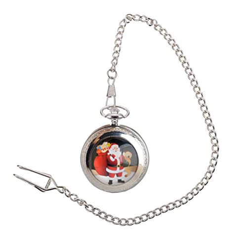 PRETYZOOM 1 Stück Quarz-taschenuhr Vintage Angekettet Weihnachtsmuster Herren Und Damen Universelle Silberkette Retro-Tasche Zufälliger Stil von PRETYZOOM